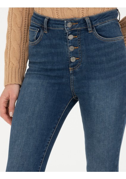 Kadın Koyu Indigo Skinny Fit Jean Pantolon 50273371-VR089