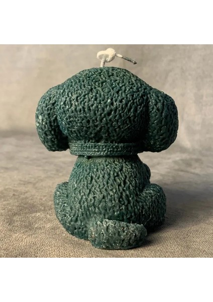 El Yapımı Sevimli Köpek Mum - Yeşil / 8 x 8 cm