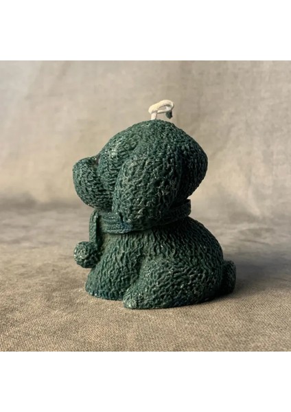 El Yapımı Sevimli Köpek Mum - Yeşil / 8 x 8 cm