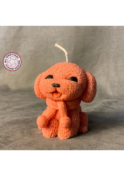 El Yapımı Sevimli Köpek Mum - Pembe / 8 x 8 cm