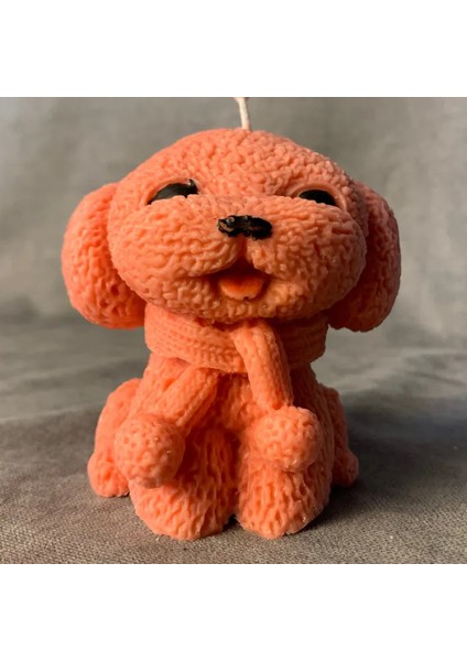 El Yapımı Sevimli Köpek Mum - Pembe / 8 x 8 cm