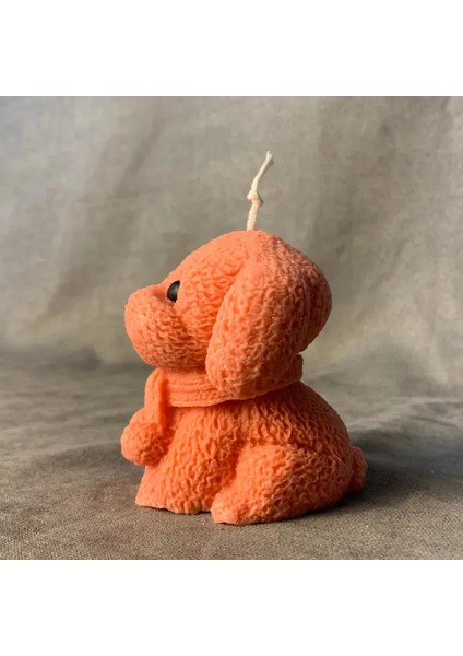 El Yapımı Sevimli Köpek Mum - Pembe / 8 x 8 cm