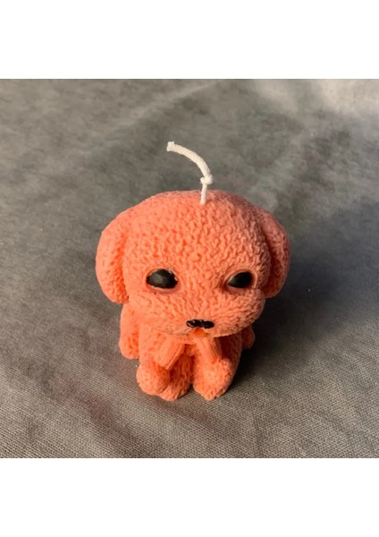 El Yapımı Sevimli Köpek Mum - Pembe / 8 x 8 cm
