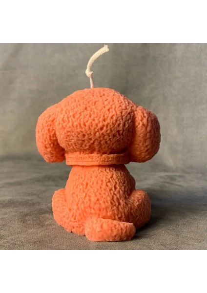 El Yapımı Sevimli Köpek Mum - Pembe / 8 x 8 cm