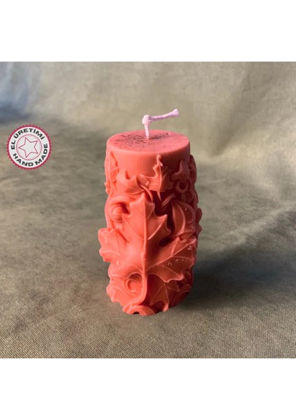 El Yapımı Dekoratif Pembe Mum - 5 x 10 cm