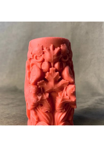 El Yapımı Dekoratif Pembe Mum - 5 x 10 cm