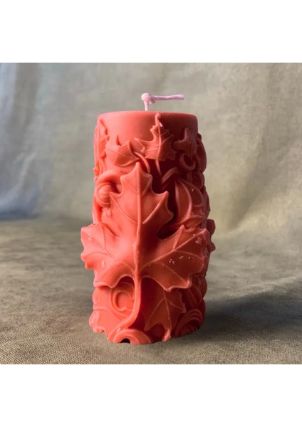 El Yapımı Dekoratif Pembe Mum - 5 x 10 cm