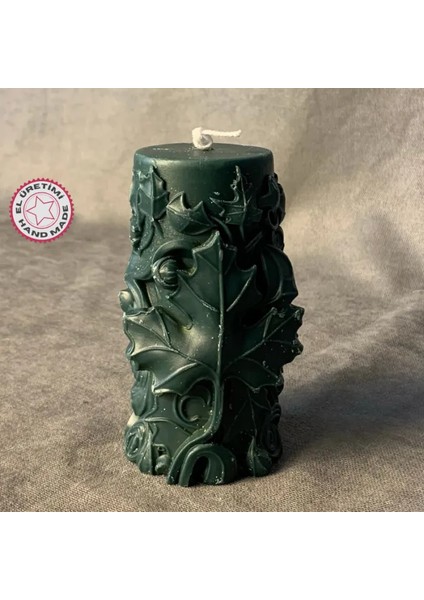 El Yapımı Dekoratif Yeşil Mum - 5 x 10 cm