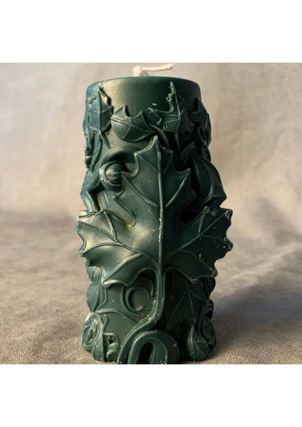 El Yapımı Dekoratif Yeşil Mum - 5 x 10 cm