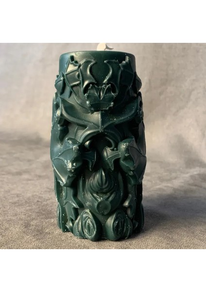 El Yapımı Dekoratif Yeşil Mum - 5 x 10 cm