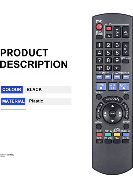 N2QAYB000134 Panasonic DVD Oynatıcı Için Uzaktan Kumanda DMR-EH57 DMR-EH67 DMR-EH68 DMR-EH58 (Yurt Dışından)