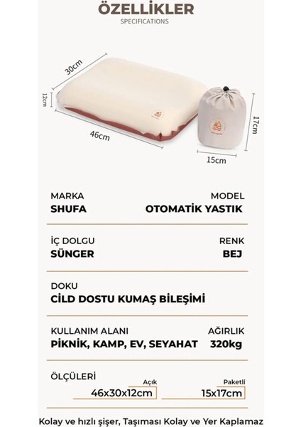 Otomatik Şişen Süngerli Yastık