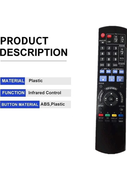 Panasonic Blu-Ray DVD Disk Oynatıcı N2QAYB000511 Denetleyici Için Uygun Yeni Uzaktan Kumanda (Yurt Dışından)