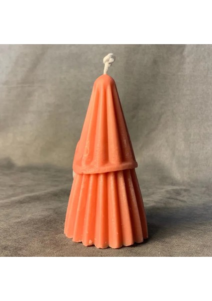 El Yapımı Noel Baba Detaylı Pembe Mum - 6 x 12 cm