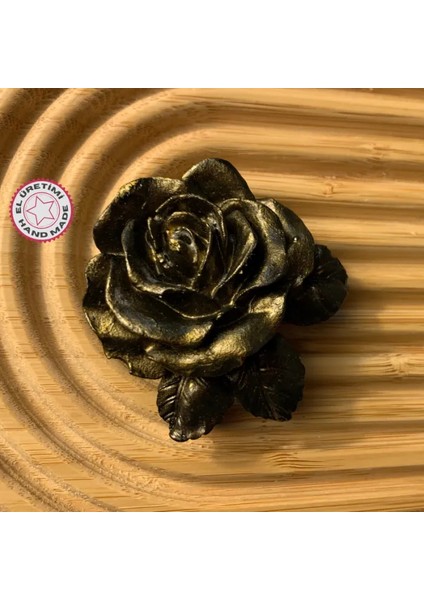 El Yapımı Minik Bronz Gül Magnet - 6 x 7 cm