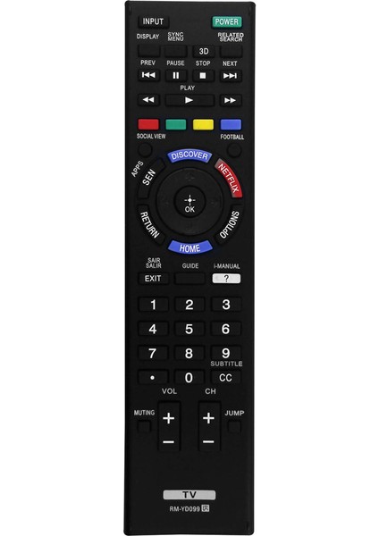 Sony KDL-42W805B/ 50W805B/ 50W807B/ 55W805B/ 55W955B/ 55W957B/ 60W855B/ 60W857B Için RM-YD099 Tv Uzaktan Kumandasını Değiştirin (Yurt Dışından)