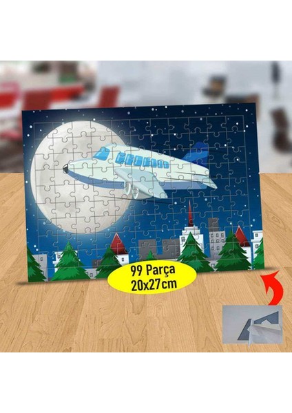 Dolunay ve Şehirden Uçan Uçak 99 Parça Puzzle Yapboz TABLO-24969