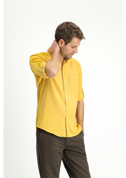 Uzun Kol Regular Fit Spor Düğmeli Yaka Gömlek modelleri