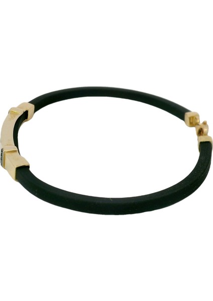 Siyah Taşlı Şık Plakalı Deri Kordon Yeşil Altın Bileklik indirimleri