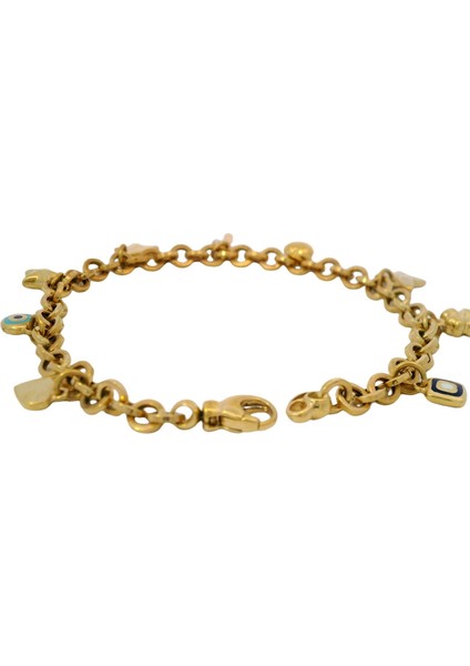 Mine Detaylı Çoklu Sallantılı Figürlü Şık Yeşil Altın Bileklik modelleri