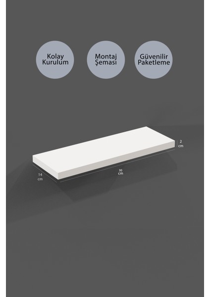 30 cm 4lü Mat Beyaz Mdf Uçan Duvar Rafı Gizli Bağlantı fiyatları