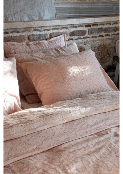 Damask Pamuk Yatak Örtüsü Açık Pembe 200 x 220
