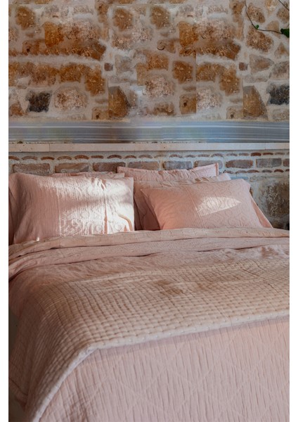 Damask Pamuk Yatak Örtüsü Açık Pembe 200 x 220