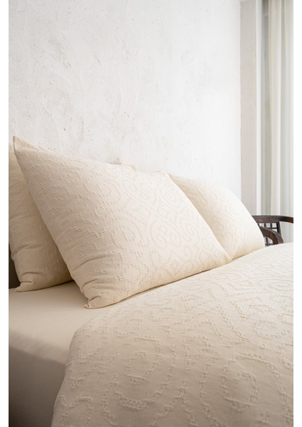 Damask Pamuk Yastık Kılıfı 2'li Krem 50 x 70