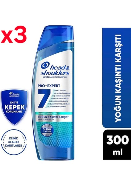 Pro Expert 7 Nane ve Mentol Ile Yoğun Kasıntı Karşıtı Şampuan 300 ml 3 Adet