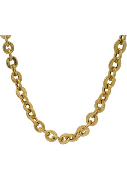 Gemici Zinciri Tarzında Gösterişli Şık Yeşil Altın Zincir Kolye