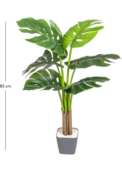 Yapay Ağaç Monstera-Deve Tabanı Gerçek Dokulu 6 Yapraklı Yeşil 85 Cm.