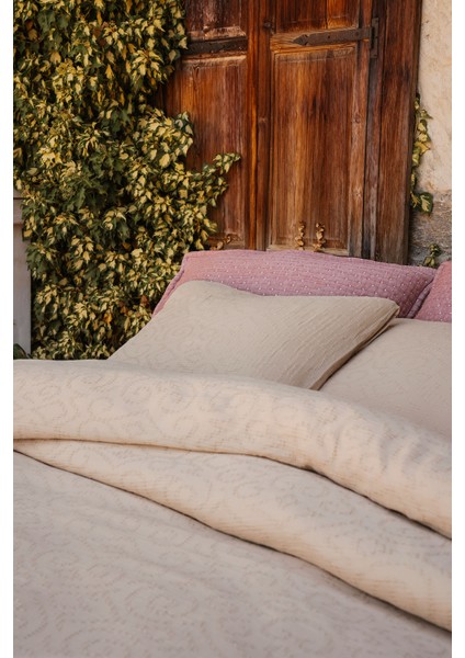 Damask Pamuk Yastık Kılıfı 2'li Bej 50 x 70