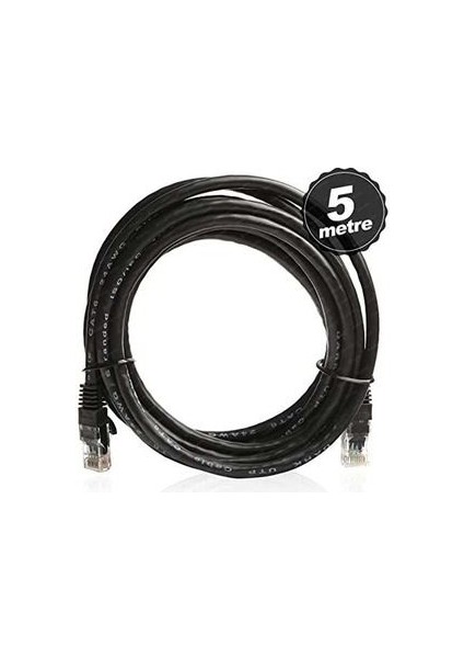 Ethernet Kablo CAT5E Patch 5 M 24 Awg Siyah