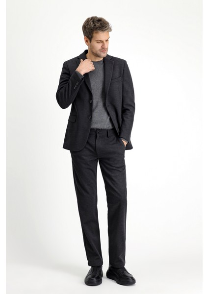 Slim Fit Dar Kesim Likralı Örme Klasik Kumaş Pantolon