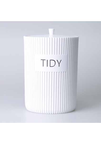 Grooved Çöp Kovası Beyaz