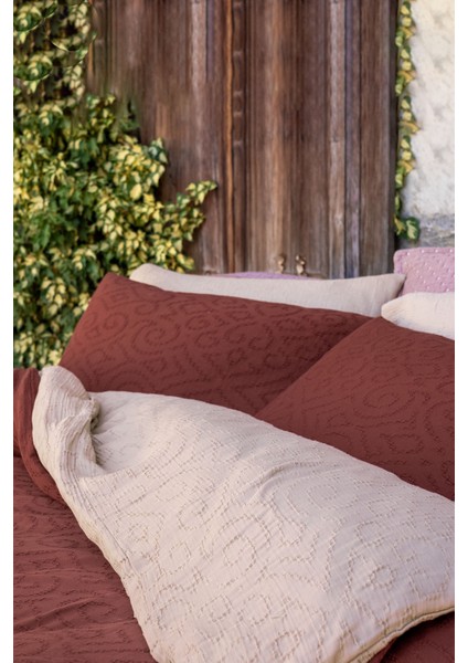 Damask Pamuk Yastık Kılıfı 2'li Kiremit 50 x 70