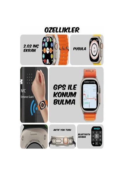 7 Kordonlu Saat Watch 8 Ultra 7 In 1 Akıllı Saat