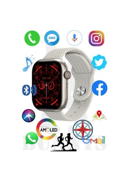 Redmi 9 Uyumlu Akıllı Saat Konuşma Özellikli Watch 9 Pro 45MM Amoled Ekran