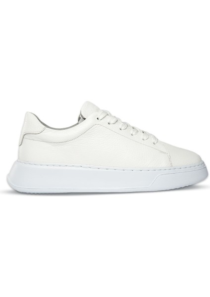 Beyaz Casual Bağcıklı Deri Sneakers