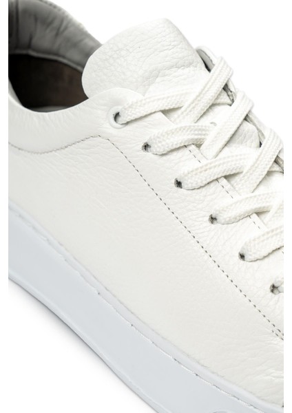 Beyaz Casual Bağcıklı Deri Sneakers