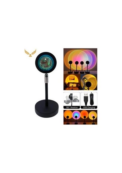 Gnniy Gün Batımı Projektör Masa ve Gece Lambası Sunset Lamp Dekoratif fırsatları