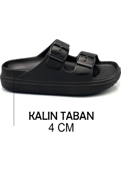 Çift Toka Hafif Eva Yazlık Plaj Terliği Havuz Terliği Lavabo Terliği Siyah fırsatları