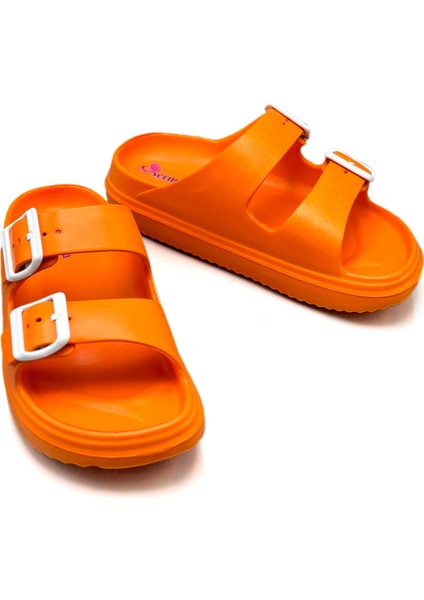 Çift Toka Hafif Eva Yazlık Plaj Terliği Havuz Terliği Lavabo Terliği Turuncu modelleri