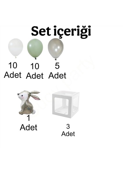 Tavşanlı Beyaz Şeffaf Kutulu 1 Yaş Mini Doğum Günü Parti Kutlama Seti fiyatları
