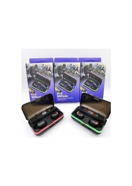 E10 Mini Pods Bluetooth 5.1 Işıklı Oyun-Müzik 800MAH Powerbank Özellikli Kablosuz Kulaklık