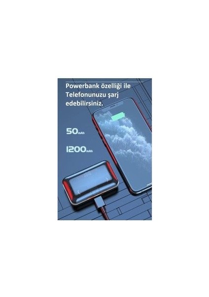 E10 Mini Pods Bluetooth 5.1 Işıklı Oyun-Müzik 800MAH Powerbank Özellikli Kablosuz Kulaklık fiyatları