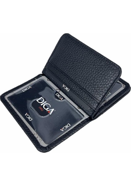 Diga 1169 Deri Minimal Kartlık Siyah