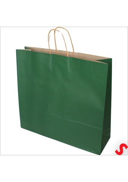 Büküm Saplı Kraft Çanta 40 x 44 x 13 cm , Yeşil - 12 Adet modelleri