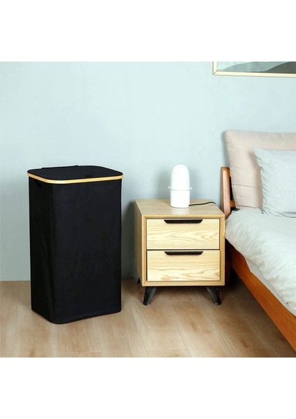 2x 110L Çamaşır Sepeti Saplı ve Kapaklı, Katlanabilir Sepet Organizatör ile Çıkarılabilir Iç Çanta Giysi Oyuncakları Için Siyah (Yurt Dışından) fırsatları