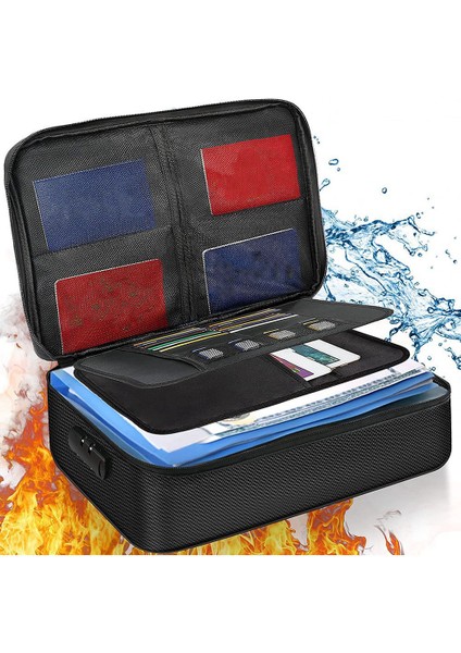 2x Organizatör Çantası Yanmaz Belge Çantası Kilitli Taşınabilir Dosya Saklama Kutusu Tutucu Belge Dosya Pasaportu (Yurt Dışından) fiyatları